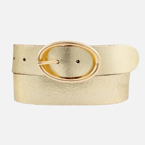 Chi │ Ceinture en Cuir Métallisé avec Boucle Ovale Élégante