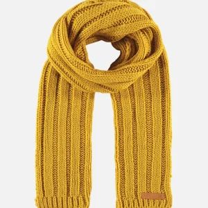 Daan │ Écharpe en tricot côtelé chic avec accent en cuir